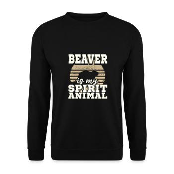 Beaver Lover Gifts Beaver is My Spirit Animal - Unisex Sweatshirt - black - Front - Alina (178cm) & Michal (187cm)