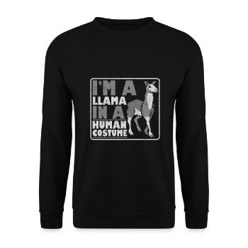 Lama Liebhaber Geschenke Ich bin ein Lama in einem menschlichen Kostüm - Unisex Pullover - Schwarz - Vorne - Alina (178cm) & Michal (187cm)