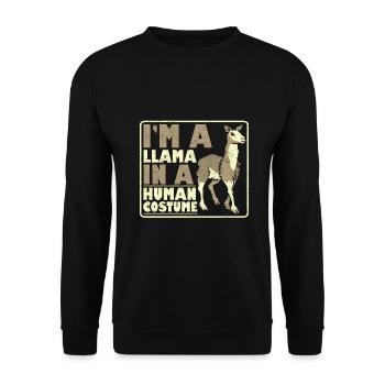 Lama Liebhaber Geschenk Ich bin ein Lama in einem menschlichen Kostüm - Unisex Pullover - Schwarz - Vorne - Alina (178cm) & Michal (187cm)
