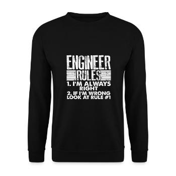 Engineer Gifts Engineer Rules Always Right - Unisex Sweatshirt - black - Front - Alina (178cm) & Michal (187cm)