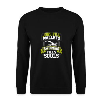 Swimmer Gift Jobs Fill Wallets Swimming Fills - Unisex Sweatshirt - black - Front - Alina (178cm) & Michal (187cm)