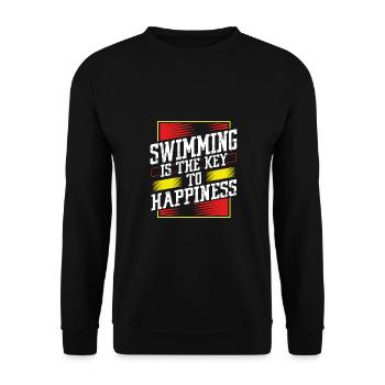 Swimmer Gift Swimming is the Key to Happiness Fun - Unisex Sweatshirt - black - Front - Alina (178cm) & Michal (187cm)