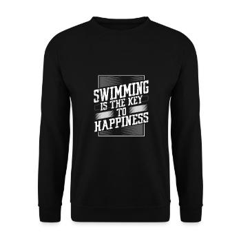Cadeau nageur La natation est la clé du bonheur Plaisir - Sweat-shirt Unisexe - noir - Devant - Alina (178cm) & Michal (187cm)