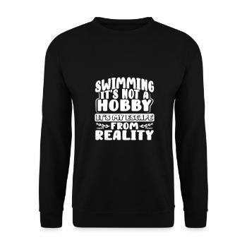 Cadeaux de nageur Natation Pas Hobby Escape de - Sweat-shirt Unisexe - noir - Devant - Alina (178cm) & Michal (187cm)