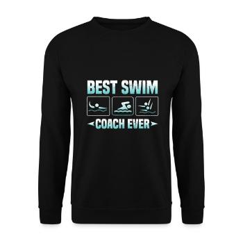 Bester Schwimmtrainer aller Zeiten Geschenk für Schwimmtrainer - Unisex Pullover - Schwarz - Vorne - Alina (178cm) & Michal (187cm)