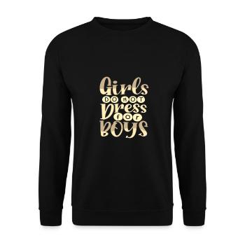 Inspirierende Geschenkidee für Frauen Mädchen kleiden sich nicht - Unisex Pullover - Schwarz - Vorne - Alina (178cm) & Michal (187cm)