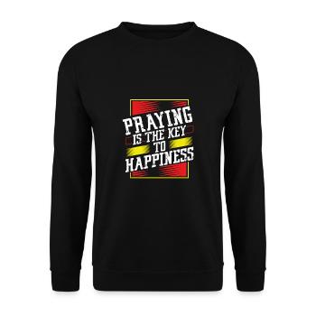 Christian Gift Praying Key to Happiness Prayer - Unisex Sweatshirt - black - Front - Alina (178cm) & Michal (187cm)
