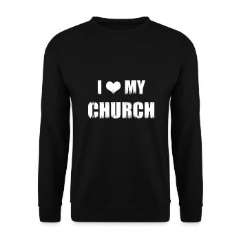 Christianity Gifts I Love My Church Christian - Unisex Sweatshirt - black - Front - Alina (178cm) & Michal (187cm)