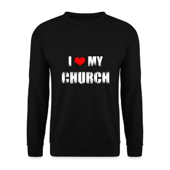 Christian Gift I Love My Church Christian - Unisex Sweatshirt - black - Front - Alina (178cm) & Michal (187cm)