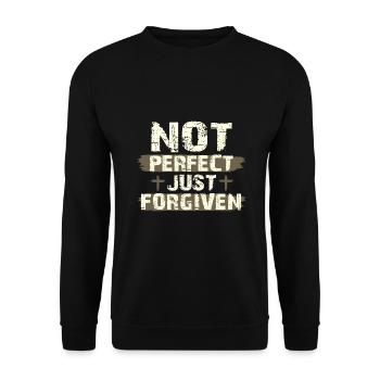 Not Perfect Just Foregiven Christian Gift Idea - Unisex Sweatshirt - black - Front - Alina (178cm) & Michal (187cm)