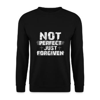 Christianity Gift Not Perfect Just Foregiven - Unisex Sweatshirt - black - Front - Alina (178cm) & Michal (187cm)