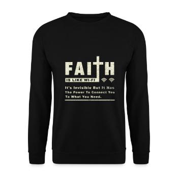 Glaube wie Wi Fi Unsichtbar Verbinden Sie sich mit Bedarf - Unisex Pullover - Schwarz - Vorne - Alina (178cm) & Michal (187cm)