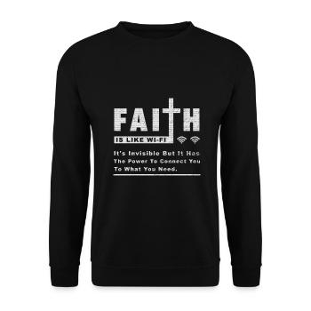 Glaube wie Wi Fi Unsichtbar Verbinden Sie sich mit Bedarf - Unisex Pullover - Schwarz - Vorne - Alina (178cm) & Michal (187cm)