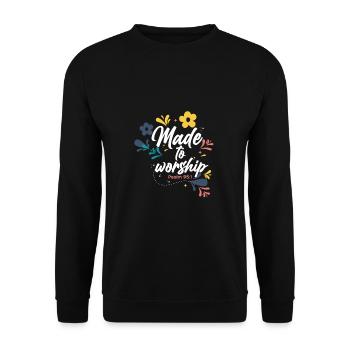 Christianity Made to Worship Christian Gift - Unisex Sweatshirt - black - Front - Alina (178cm) & Michal (187cm)