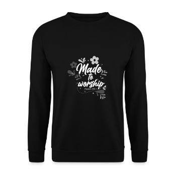 Christianity Gift Made to Worship Christian Gift - Unisex Sweatshirt - black - Front - Alina (178cm) & Michal (187cm)