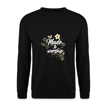 Christianity Made to Worship Christian Gift Idea - Unisex Sweatshirt - black - Front - Alina (178cm) & Michal (187cm)