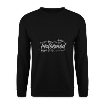 Christianity Gifts Redeemed Ephesians 1 7 - Unisex Sweatshirt - black - Front - Alina (178cm) & Michal (187cm)