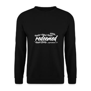 Christianity Gifts Redeemed Ephesians 1 7 - Unisex Sweatshirt - black - Front - Alina (178cm) & Michal (187cm)