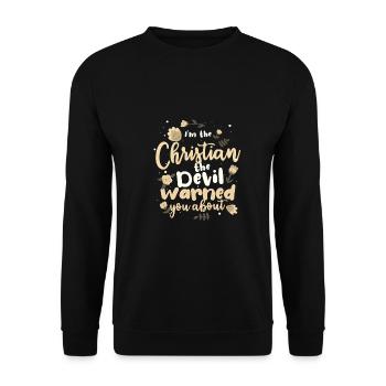 Christian Gift the Devil Warned You About - Unisex Sweatshirt - black - Front - Alina (178cm) & Michal (187cm)