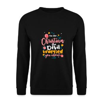 Christian the Devil Warned You About Christian - Unisex Sweatshirt - black - Front - Alina (178cm) & Michal (187cm)