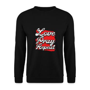 Christianity Gift Love Pray Repeat Christian - Unisex Sweatshirt - black - Front - Alina (178cm) & Michal (187cm)