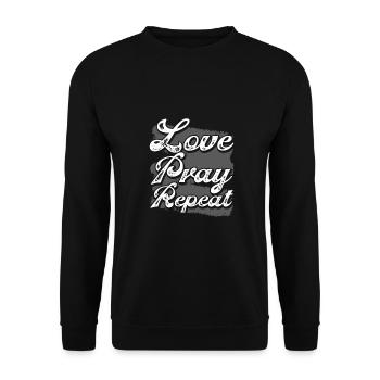Christianity Gift Love Pray Repeat Christian Gift - Unisex Sweatshirt - black - Front - Alina (178cm) & Michal (187cm)
