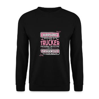Truckers Wife Gift Warning Appartenir à un camionneur - Sweat-shirt Unisexe - noir - Devant - Alina (178cm) & Michal (187cm)