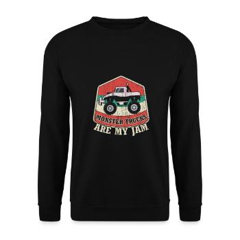 Fun Monster Trucks are My Jam Monster Truck Lover - Unisex Sweatshirt - black - Front - Alina (178cm) & Michal (187cm)
