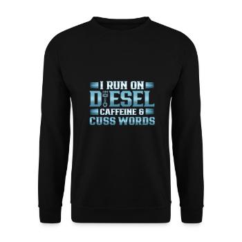 Chauffeur de camion courir sur Deisel Caféine Cuss Mots - Sweat-shirt Unisexe - noir - Devant - Alina (178cm) & Michal (187cm)
