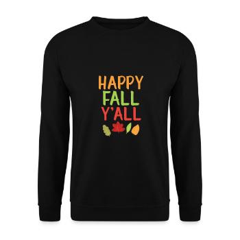 Herbstlaub Happy Fall Y'All Thanksgiving - Unisex Pullover - Schwarz - Vorne - Alina (178cm) & Michal (187cm)