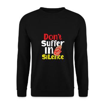 Anti Mobbing Geschenk Leiden Sie nicht im Stillen Anti - Unisex Pullover - Schwarz - Vorne - Alina (178cm) & Michal (187cm)