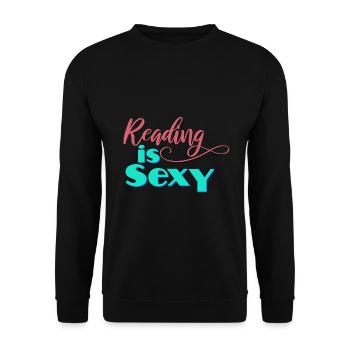 Book Lover Gift Reading is Sexy Reader Gifts - Unisex Sweatshirt - black - Front - Alina (178cm) & Michal (187cm)