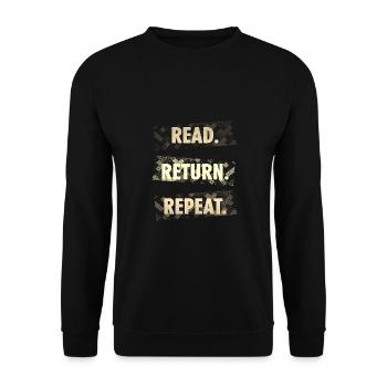 Lesen Sie die Return Repeat Cute Librarian Gifts Library - Unisex Pullover - Schwarz - Vorne - Alina (178cm) & Michal (187cm)