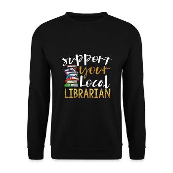 Lire un livre Soutenir le cadeau d’un bibliothécaire local - Sweat-shirt Unisexe - noir - Devant - Alina (178cm) & Michal (187cm)