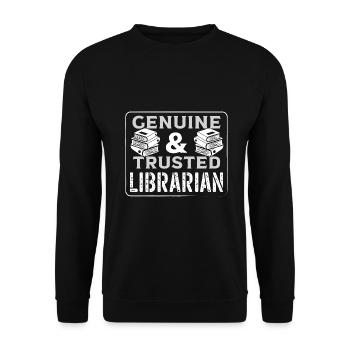Librarian Gift Ideas Genuine and Trusted Librarian - Unisex Sweatshirt - black - Front - Alina (178cm) & Michal (187cm)