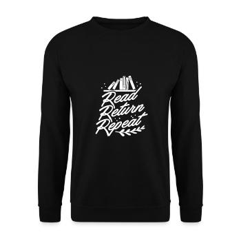 Bibliothécaire Cadeau Lire Retour Répéter Livre Amoureux Cadeau - Sweat-shirt Unisexe - noir - Devant - Alina (178cm) & Michal (187cm)
