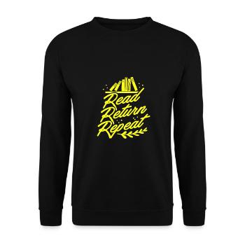 Bibliothécaire Cadeaux Lire Retour Répéter Livre Amoureux Cadeau - Sweat-shirt Unisexe - noir - Devant - Alina (178cm) & Michal (187cm)