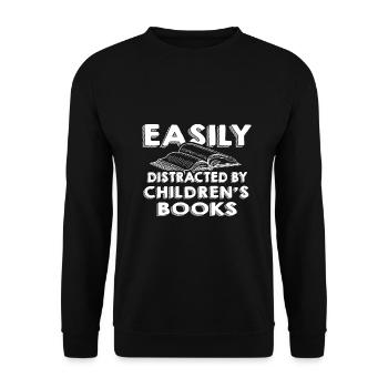Le cadeau de l’amoureux du livre de Chirldren facilement distrait par - Sweat-shirt Unisexe - noir - Devant - Alina (178cm) & Michal (187cm)