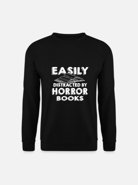 Horror Book Lover Geschenk leicht abgelenkt von - Unisex Pullover - Schwarz