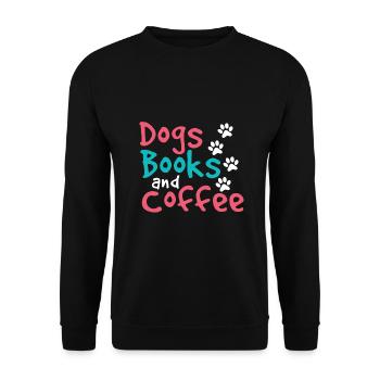 Dogs Books and Coffee Fun Dog Lover Gift - Unisex Sweatshirt - black - Front - Alina (178cm) & Michal (187cm)