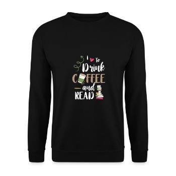 J’adore boire du café et lire des livres café - Sweat-shirt Unisexe - noir - Devant - Alina (178cm) & Michal (187cm)