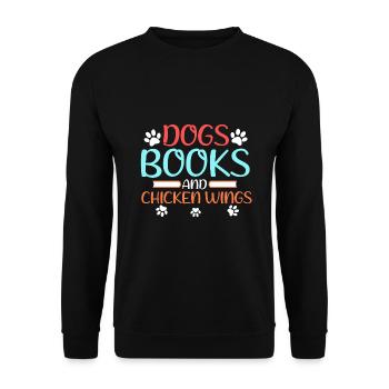 Livre Amoureux Cadeaux Chiens Livres et Ailes de Poulet Cadeau - Sweat-shirt Unisexe - noir - Devant - Alina (178cm) & Michal (187cm)