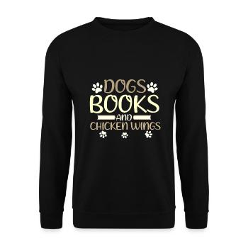 Book Lover Gifts Dogs Books and Chicken Wings - Unisex Sweatshirt - black - Front - Alina (178cm) & Michal (187cm)