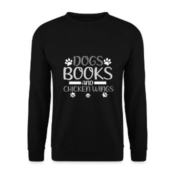 Book Lover Gifts Dogs Books and Chicken Wings - Unisex Sweatshirt - black - Front - Alina (178cm) & Michal (187cm)