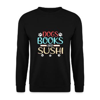 Sushi Fan Gift Dogs Livres et Sushi Dog Lover - Sweat-shirt Unisexe - noir - Devant - Alina (178cm) & Michal (187cm)