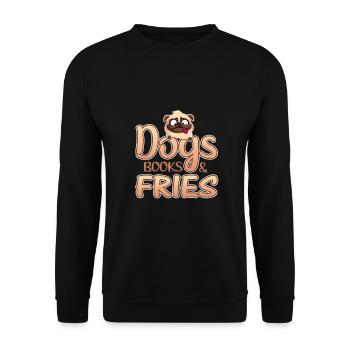 Dog Lover Cadeau Chiens Livres et Fries Reader Cadeau - Sweat-shirt Unisexe - noir - Devant - Alina (178cm) & Michal (187cm)
