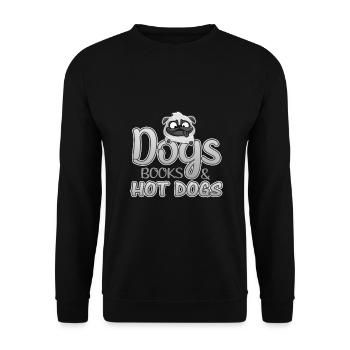 Dog Lover Cadeaux Chiens Livres et Hot-Dogs - Sweat-shirt Unisexe - noir - Devant - Alina (178cm) & Michal (187cm)