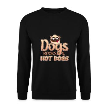 Dog Lover Gift Dogs Livres et Hot-Dogs - Sweat-shirt Unisexe - noir - Devant - Alina (178cm) & Michal (187cm)