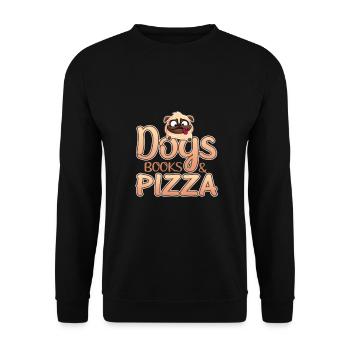 Dog Lover Gift Dogs Books and Pizza - Unisex Sweatshirt - black - Front - Alina (178cm) & Michal (187cm)
