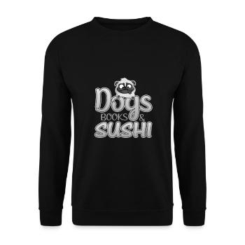 Dog Lover Cadeaux Chiens Livres et Sushi - Sweat-shirt Unisexe - noir - Devant - Alina (178cm) & Michal (187cm)